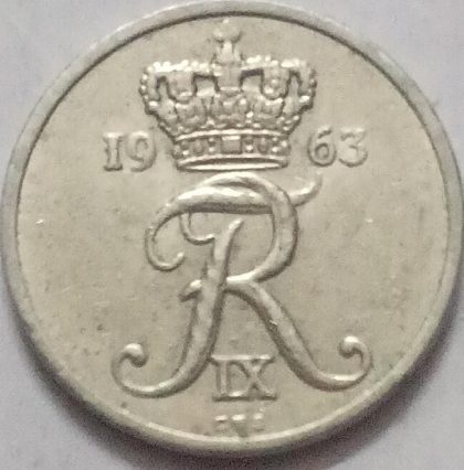 DENMARK 10 ORE 1963 (USED) | Indian Postage Stamps | Indian Coins | Old Indian Currency | Rare Indian Coins | Numismatic Collection India - Image 2