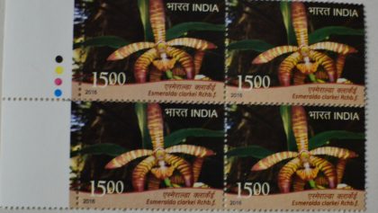 orchids of India ; Esmeralda Esmeralda clarkel (Block of 4 TL Stamp) | Indian Postage Stamps | Indian Coins | Old Indian Currency | Rare Indian Coins | Numismatic Collection India