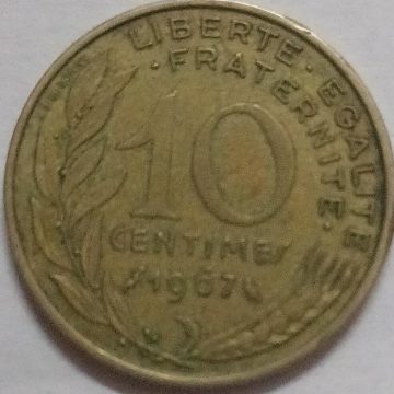 10 Centimes 1967 Liberte Egalite Fraternite (used)