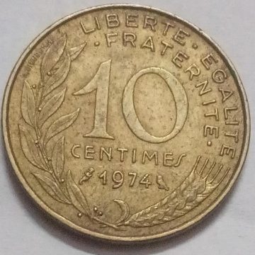 10 Centimes 1974 Liberte Egalite Fraternite (used)
