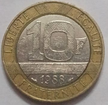 10 Francs 1988 Republique Francaise Nickel Brass (used)