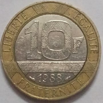 10 Francs 1988 Republique Francaise Nickel Brass (used)