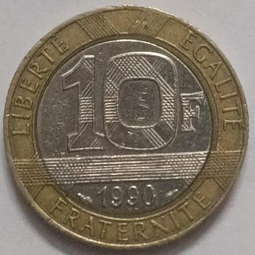 10 Francs 1990 Republique Francaise Nickel Brass (used)