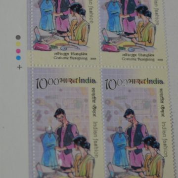 Indian fashion Costume Designing Rs 10 (Block of 4 TL Stamp)