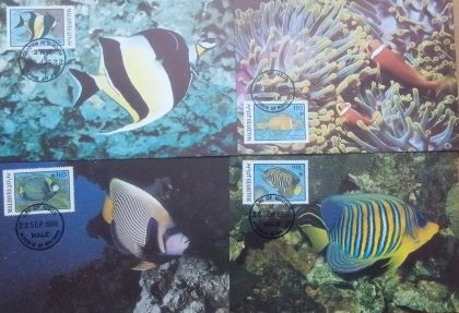 WWF-Emperor Angelfis-Maldives Set of 4 Maximum Cards | Indian Postage Stamps | Indian Coins | Old Indian Currency | Rare Indian Coins | Numismatic Collection India