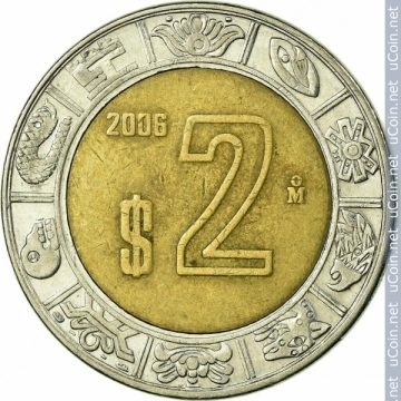 MEXICO 2 DOLLAR 2006(used)