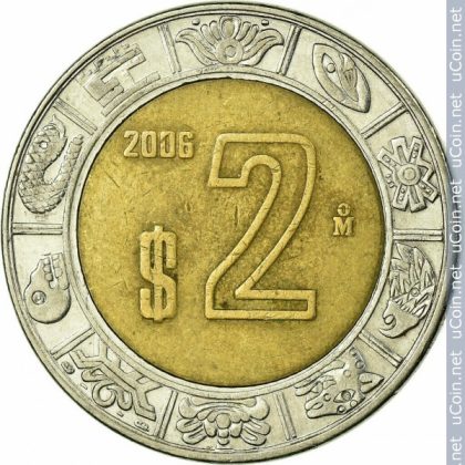 MEXICO 2 DOLLAR 2006(used) | Indian Postage Stamps | Indian Coins | Old Indian Currency | Rare Indian Coins | Numismatic Collection India