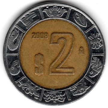 MEXICO 2 DOLLAR 2008(used)
