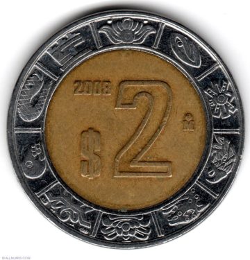 MEXICO 2 DOLLAR 2008(used)