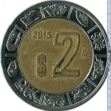 MEXICO 2 DOLLAR 2015(used)