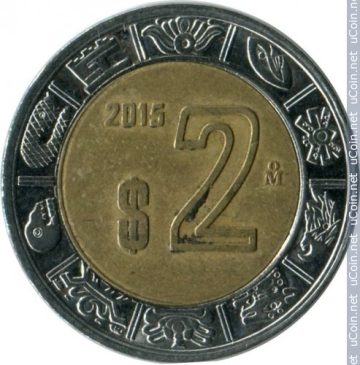 MEXICO 2 DOLLAR 2015(used)