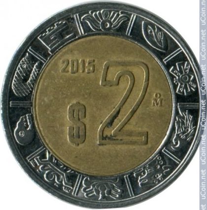 MEXICO 2 DOLLAR 2015(used) | Indian Postage Stamps | Indian Coins | Old Indian Currency | Rare Indian Coins | Numismatic Collection India