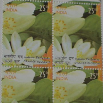 Indian perfumes orange blossom Rs 25 (Block of 4 TL Stamp)