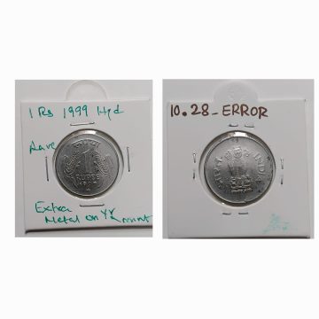 1 RUPEE-1999 HYDERABAD MINT EXTRA META ERROR COIN  USED