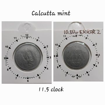 1 RUPEE-2001 CALCUTTA MINT 11.30  ROTATION ERROR COIN  USED