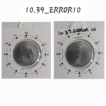 1 RUPEE 2009 NOIDA MINT 1 O'CLOCK ROTATION ERROR COIN UNC