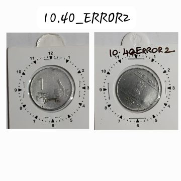 1 RUPEE 2010 HYDERABAD MINT DIE CRACK & 1 O'CLOCK ROTATION ERROR COIN USED
