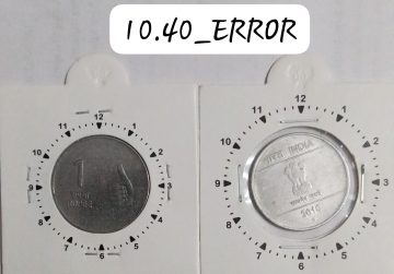 1 RUPEE 2010 HYDERABAD MINT 11 O'CLOCK ROTATION ERROR COIN USED