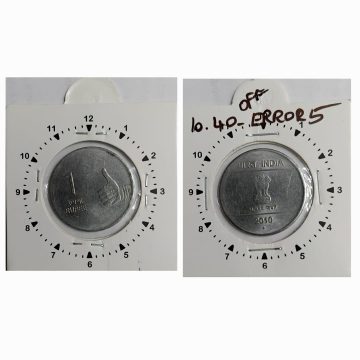 1 RUPEE 2010 BOMBAY MINT OFF CENTRE ERROR COIN USED