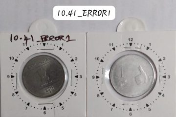 1 RUPEE 2011 HYDERABAD 11 O'CLOCK ROTATION ERROR COIN USED