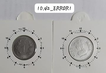 1 RUPEE 2011 HYDERABAD MINT 11 O'CLOCK ROTATION ERROR COIN UNC