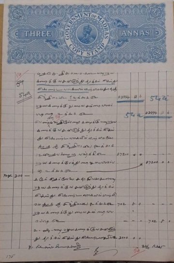 British India King George V 3 Annas Stamp Paper-Government of Madras