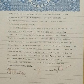 British India King George V 3 Annas Stamp Paper -Government of Madras