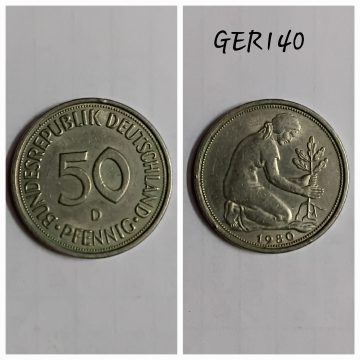 GERMANY 50  PFENNIG 1980 (USED)