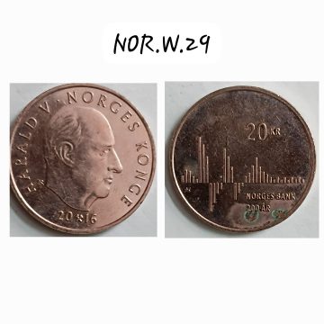 NORWAY 20 KRONER 2016 (used)(Norges Bank bicentenary coin)