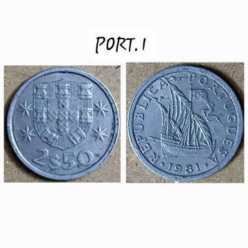 PORTUGAL 2$50 ESCUADOS 1981 (used)