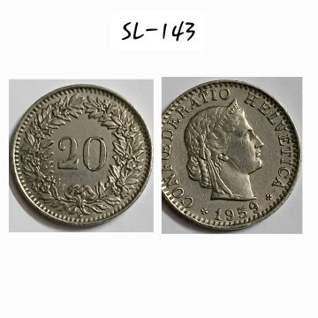 SWITZERLAND 20 Rappen 1959 Confoederatio Helvetica