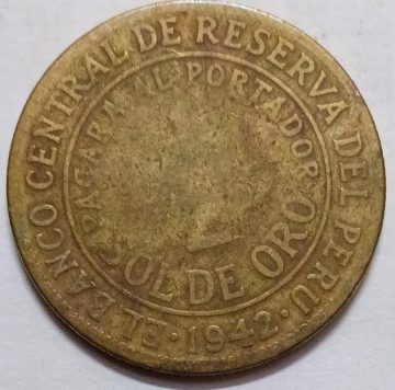 Peru 1/2 Sol de Oro 1947 (USED)