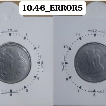 1 RUPEE 2015 NOIDA MINT 11.30 CLOCK ROTATION ERROR COIN USED
