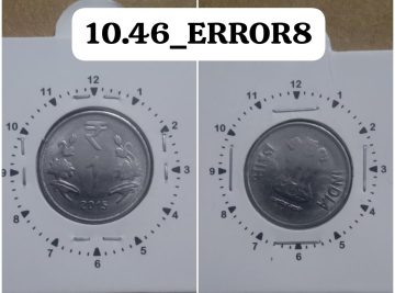 1 RUPEE 2015 CALCUTTA MINT 1'o CLOCK ROTATION ERROR COIN UNC