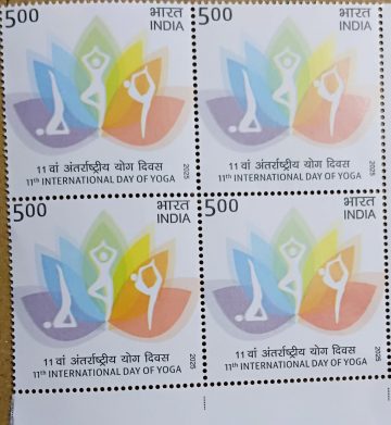 11th International Day of Yoga Rs.5 (Block of 4 MNH Stamp)