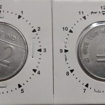 2 RUPEES 2005 HYDERABAD MINT 11.30 ROTATION ERROR COIN UNC