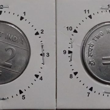 2 RUPEES 2006 HYDERABAD MINT 12.5 ROTATION ERROR COIN UNC