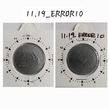 2 RUPEES 2008 (MUDRA)KOLKATA MINT 10 O'CLOCK ROTATION ERROR COIN USED