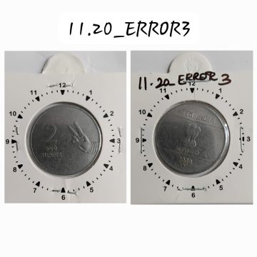 2 RUPEES 2009 (MUDRA)HYDERABAD MINT 12.30 ROTATION ERROR COIN USED