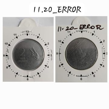 2 RUPEES 2009 (MUDRA)HYDERABAD MINT 10.30 ROTATION ERROR COIN USED