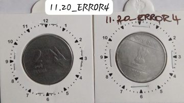2 RUPEES 2009 (MUDRA)HYDERABAD MINT 11 O'CLOCK ROTATION ERROR COIN USED