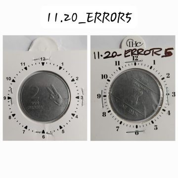 2 RUPEES 2009 (MUDRA)KOLKATA MINT 7.30 ROTATION ERROR COIN USED