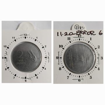 2 RUPEES 2009 (MUDRA)KOLKATA MINT 9 O'CLOCK ROTATION ERROR COIN USED