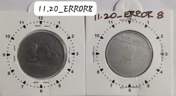 2 RUPEES 2009 (MUDRA)KOLKATA MINT 1 O'CLOCK ROTATION ERROR COIN USED