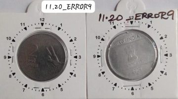 2 RUPEES 2009 (MUDRA)BOMBAY MINT 11 O'CLOCK ROTATION ERROR COIN USED