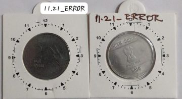 2 RUPEES 2010 (MUDRA)HYDERABAD MINT 11 O'CLOCK ROTATION ERROR COIN USED