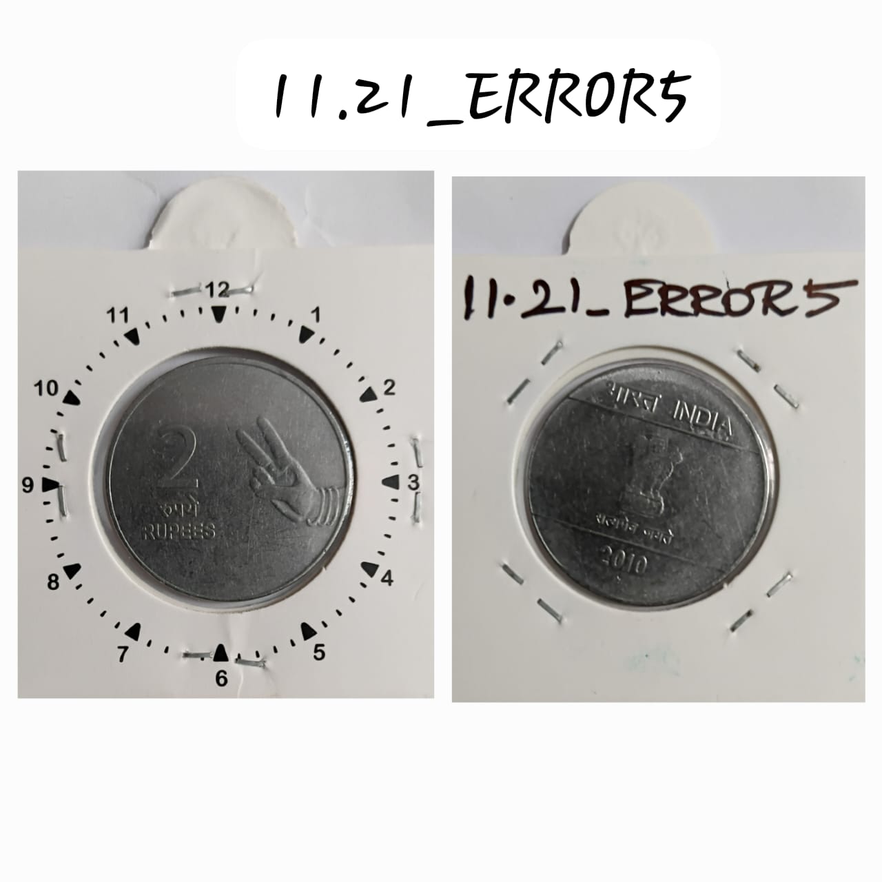 2 RUPEES 2010 (MUDRA)HYDERABAD MINT EXTRA METAL ERROR COIN UNC