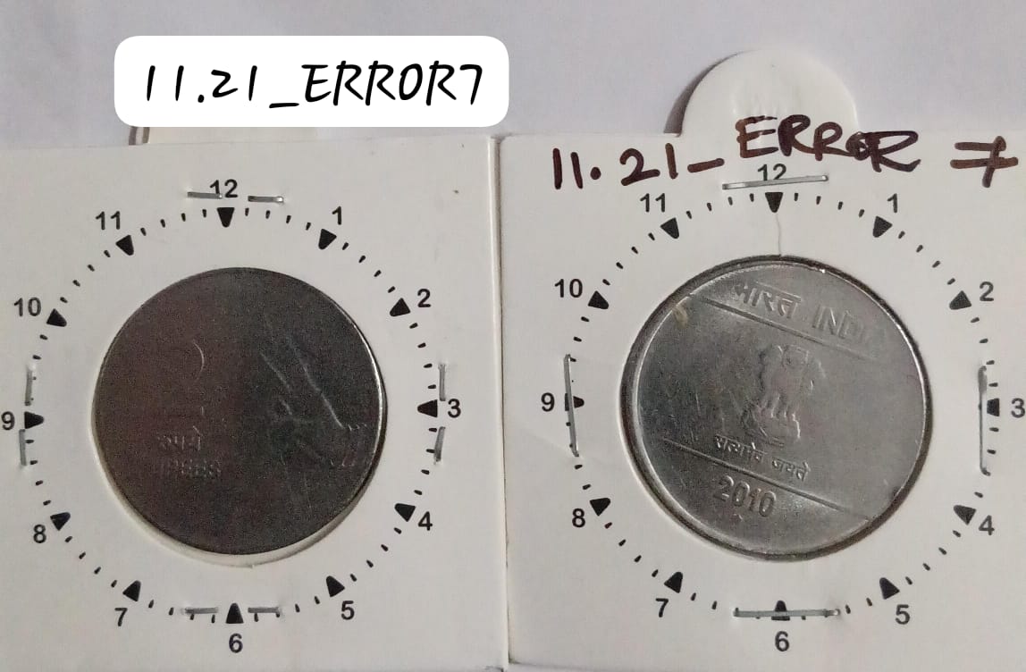 2 RUPEES 2010 (MUDRA)HYDERABAD MINT 1 O'CLOCK ROTATION USED