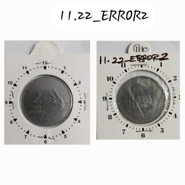 2 RUPEES 2011 (MUDRA) KOLKATA MINT 3 O'CLOCK ROTATION ERROR COIN USED
