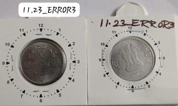 2 RUPEES 2011 HYDERABAD MINT 11 O'CLOCK ROTATION ERROR COIN UNC